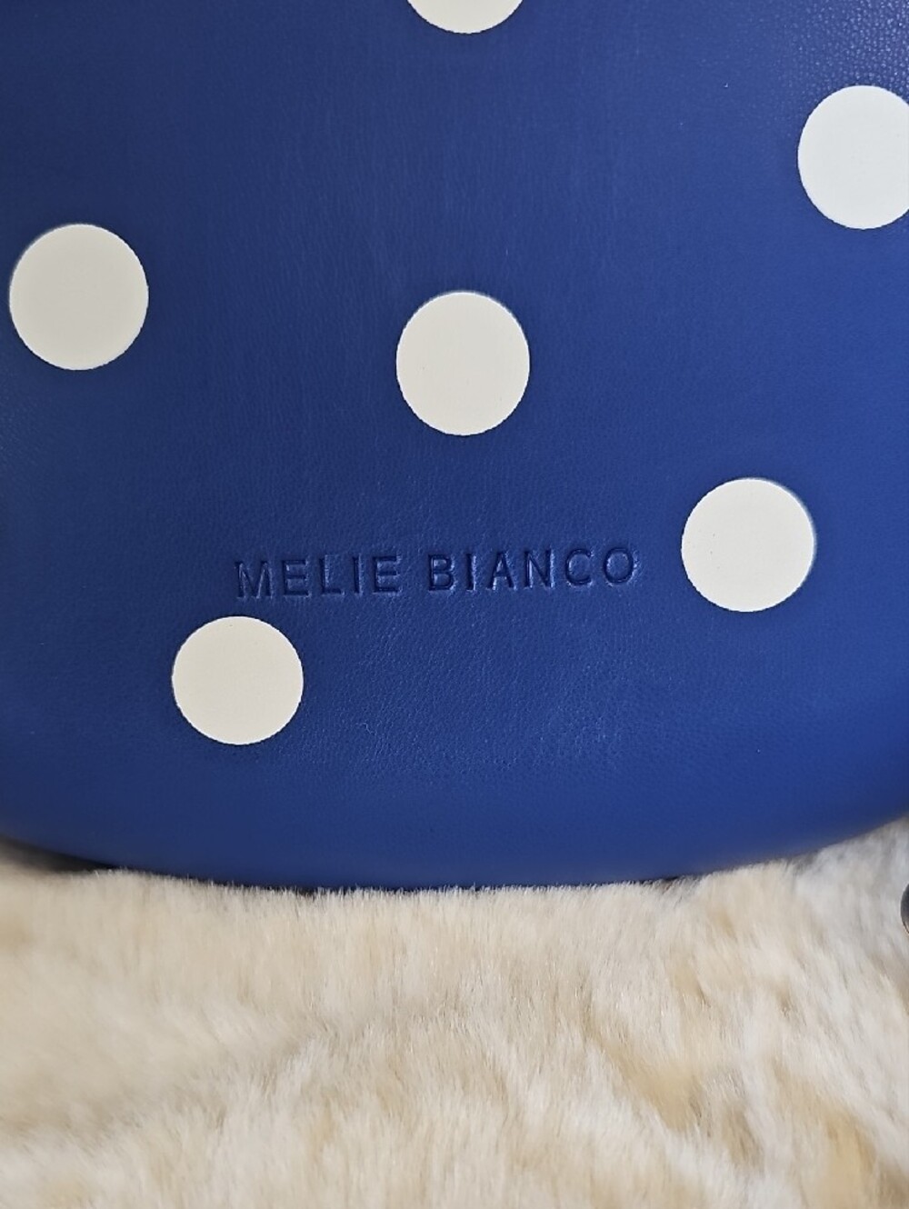 NEW! Melie Bianco Jennie Blue and White Polka Dot Top-Handle Bag - Picture 2 of 9